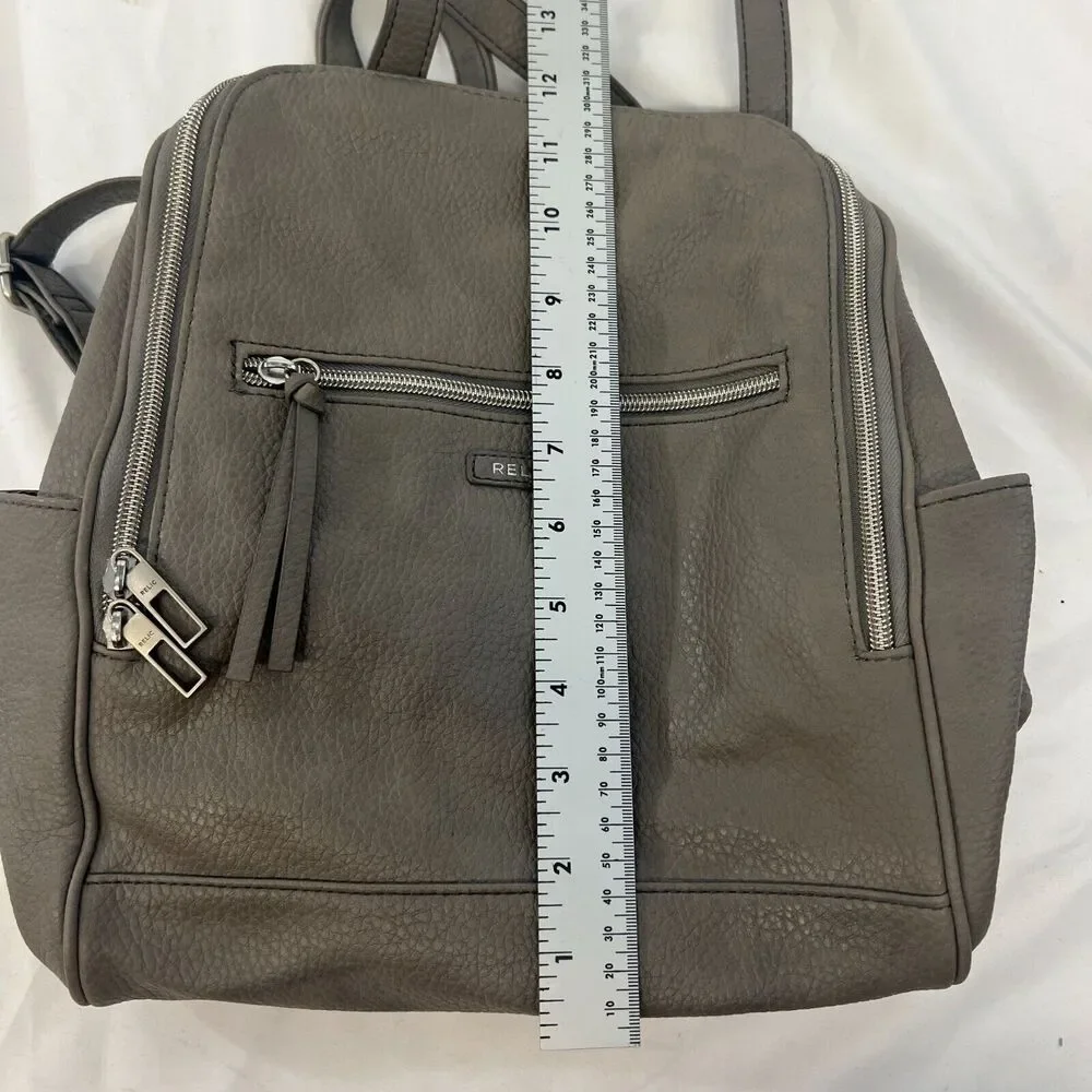 Relic Fossil Gray Pebbled Backpack Adjustable Straps‎ Multiple Pockets & Zipper